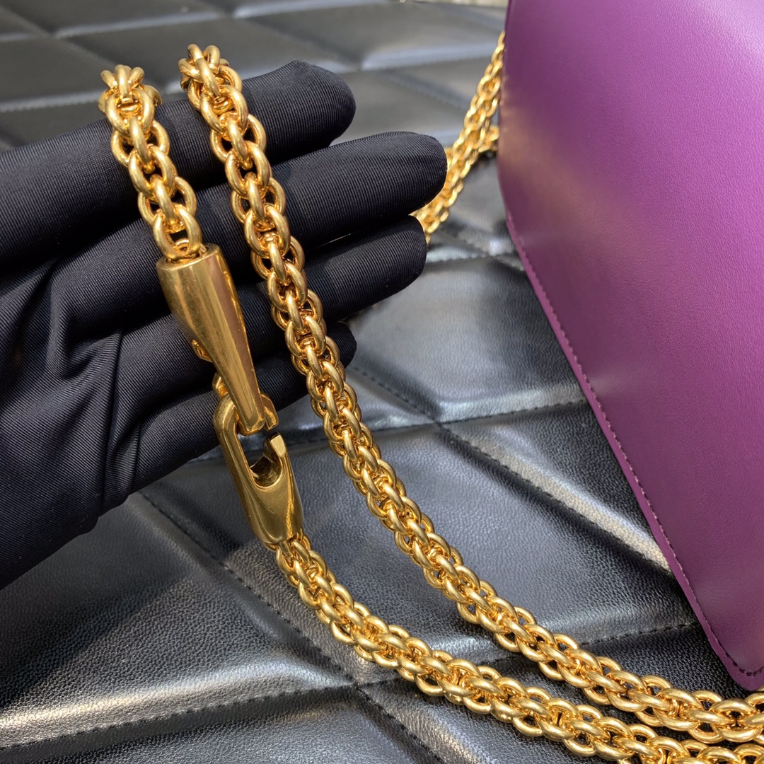 Valentino Garavani Loco Small Shoulder Bag in Purple Calfskin Leather 